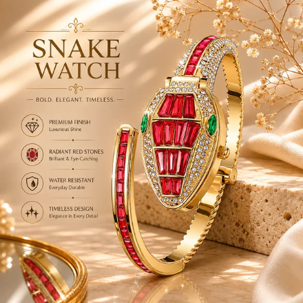 Ruby Crystal Snake watch