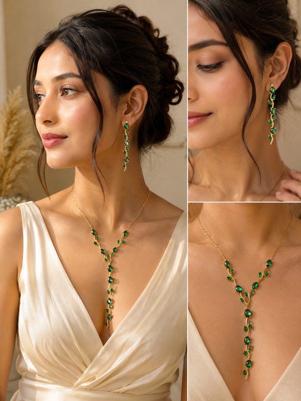 Emerald Tulip Necklace Set