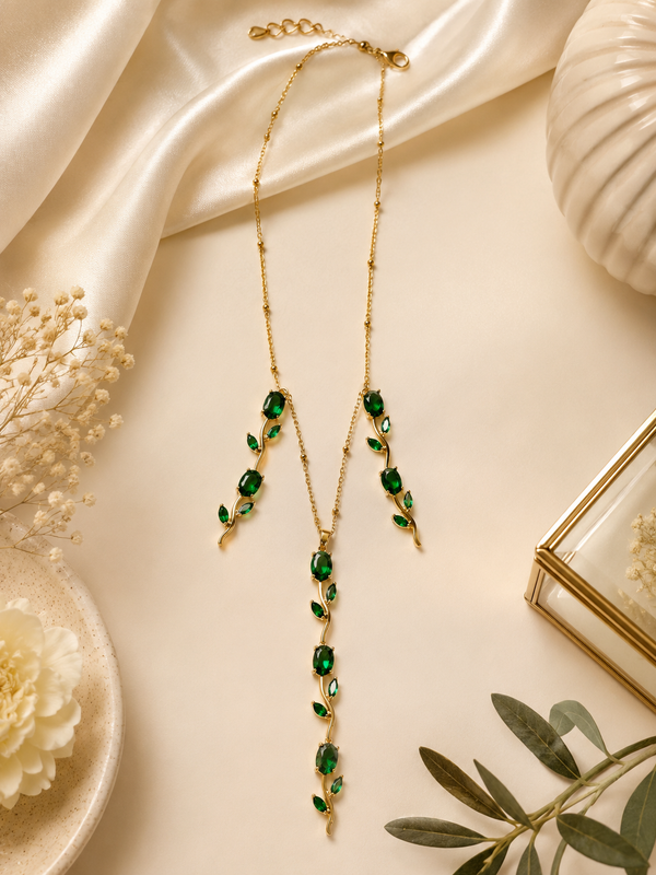 Emerald Tulip Necklace Set