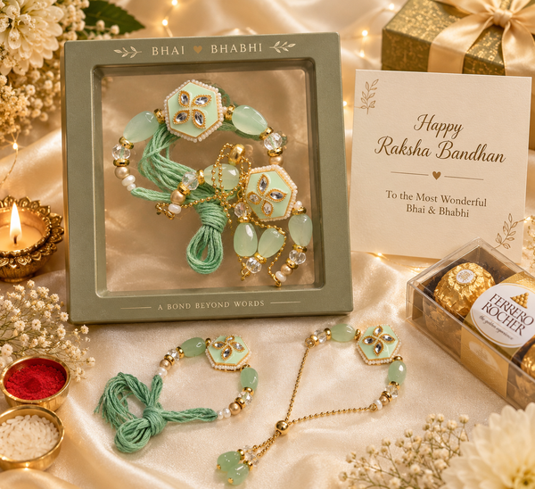 Bhai–Bhabhi Rakhi Set with Floating Frame